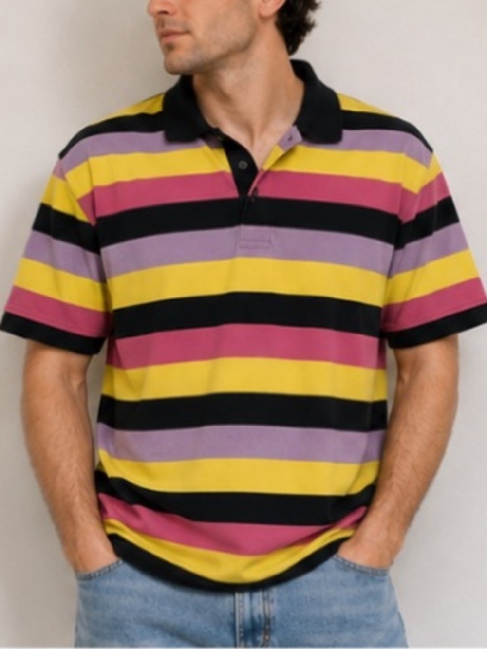 Striped large polo shirt